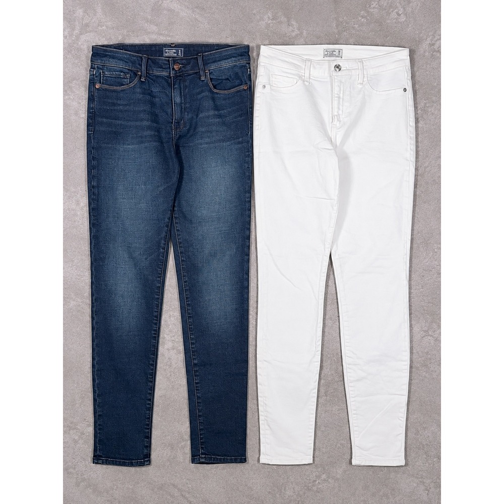 Abercrombie & Fitch Harper Super Skinny Jeans Lot Of 2 Womens 28x29 Blue White